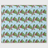Light Blue Christmas Mistletoe Pattern Geschenkpapier (Flach)