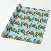 Light Blue Christmas Mistletoe Pattern Geschenkpapier (Ungerollt)