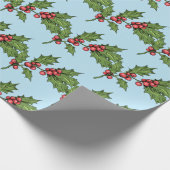 Light Blue Christmas Mistletoe Pattern Geschenkpapier (Ecke)