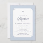 Light Blue Clipped Corners Baptism Invitation Einladung (Vorderseite)