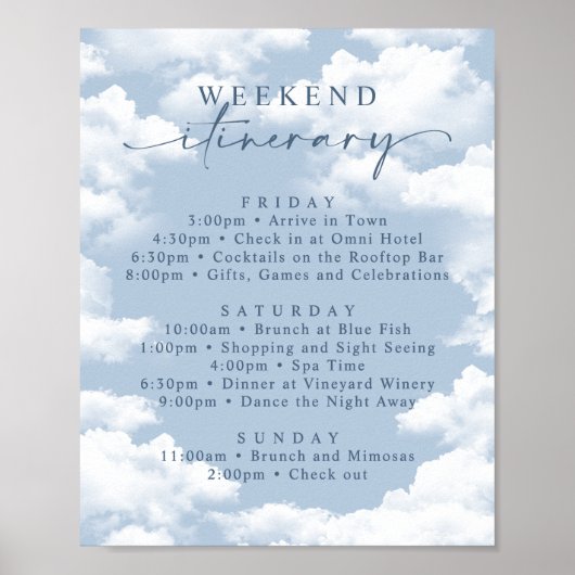 Light Blue Cloud Bachelorette Weekend Tour Poster (Vorne)