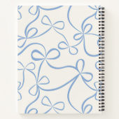 Light Blue Coquette Bow Pattern Custom Name Notizblock (Rückseite)