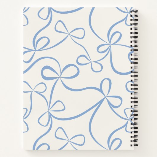 Light Blue Coquette Bow Pattern Custom Name Notizblock (Rückseite)