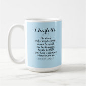 Light Blue Courage Bible Verse Individuelle Name E Kaffeetasse (Links)