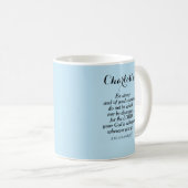 Light Blue Courage Bible Verse Individuelle Name E Kaffeetasse (VorderseiteRechts)