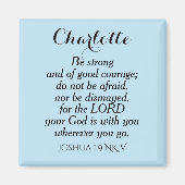 Light Blue Courage Bible Verse Individuelle Name E Magnet (Vorne)