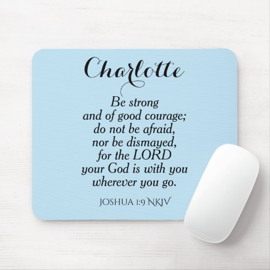 Light Blue Courage Bible Verse Individuelle Name E Mousepad (Mit Mouse)