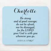 Light Blue Courage Bible Verse Individuelle Name E Mousepad (Vorne)