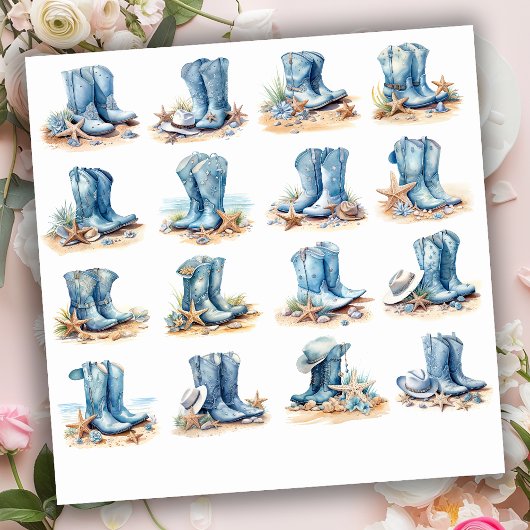 Light Blue Cowgirl Boots Aufkleber