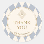 Light Blue Cream Diamonds Gold Frame Monogram  Runder Aufkleber (Vorderseite)