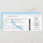 Light Blue Cream Wedding Boarding Pass - Curacao Save The Date (Vorne/Hinten)