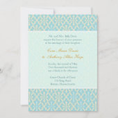 Light Blue Cross Damask Hochzeitseigung Einladung (Vorderseite)