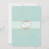 Light Blue Cross Damask Hochzeitseigung Einladung (Rückseite)