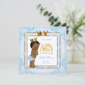 Light Blue Crown Prince Baby Shower Ethnic Einladung (Stehend Vorderseite)