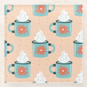 Light Blue Cup Nahtloses Muster. Glasuntersetzer