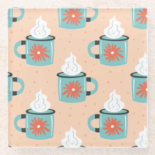 Light Blue Cup Nahtloses Muster. Glasuntersetzer (Vorderseite)