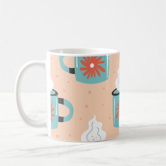 Light Blue Cup Nahtloses Muster. Kaffeetasse (Links)