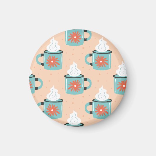 Light Blue Cup Nahtloses Muster. Magnet (Vorne)