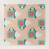 Light Blue Cup Nahtloses Muster. Puzzle (Horizontal)