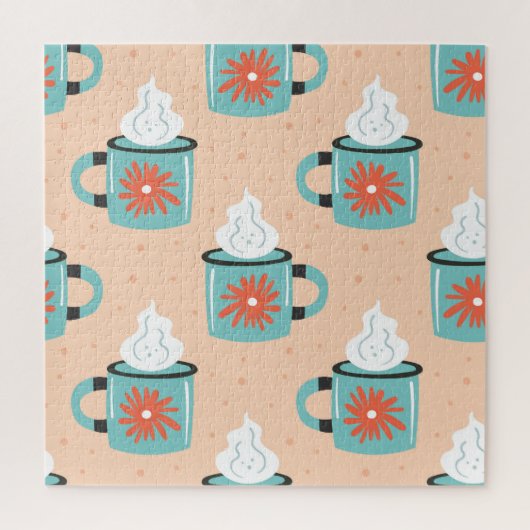 Light Blue Cup Nahtloses Muster. Puzzle (Vertikal)
