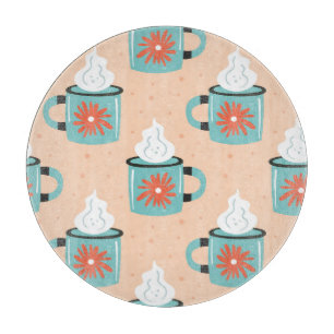 Light Blue Cup Nahtloses Muster. Schneidebrett