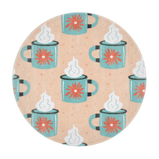 Light Blue Cup Nahtloses Muster. Schneidebrett (Vorderseite)