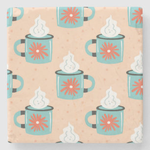 Light Blue Cup Nahtloses Muster. Steinuntersetzer