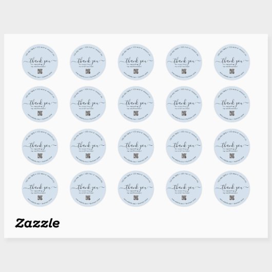 Light Blue Custom Danke Aufkleber mit QR Code (Blatt)