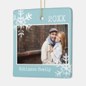 Light Blue Custom Foto Ornament mit Schneeflocken (Links)