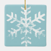Light Blue Custom Foto Ornament mit Schneeflocken (Rückseite)
