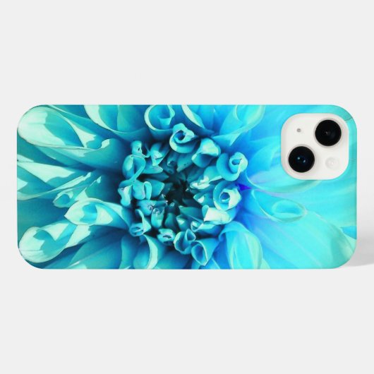 Light Blue Dahlia Blume iPhone Hülle (Rückseite (Horizontal))