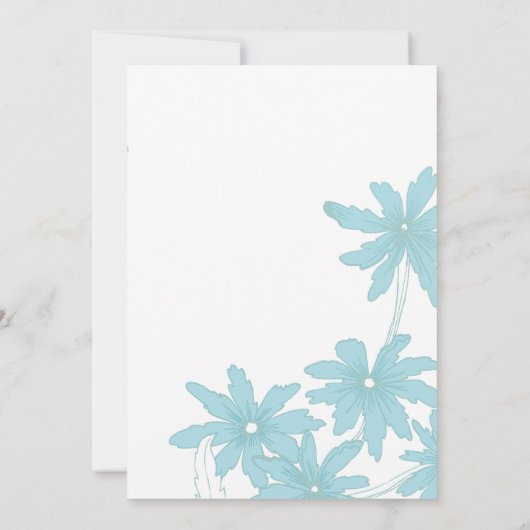 Light Blue Daisies on White Wedding Einladung (Rückseite)