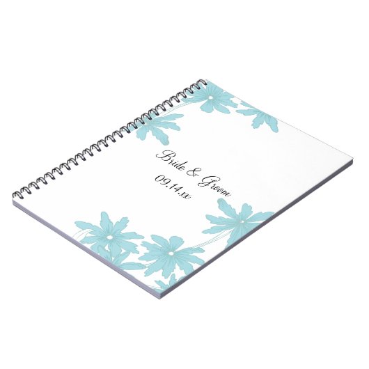 Light Blue Daisies Wedding Notizblock (Linke Seite)
