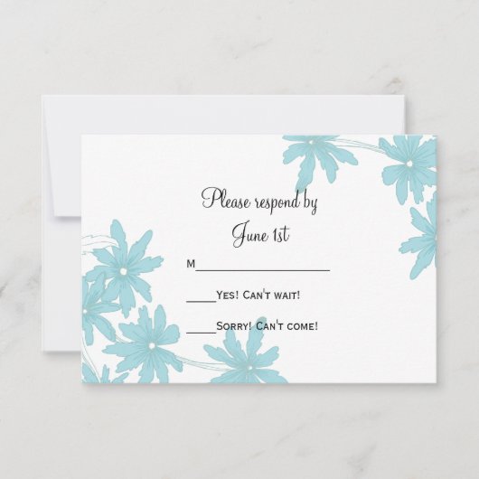 Light Blue Daisies Wedding RSVP Response Card Karte (Vorderseite)