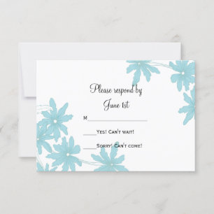 Light Blue Daisies Wedding RSVP Response Card Karte