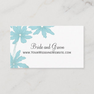 Light Blue Daisies Wedding Website Card Begleitkarte