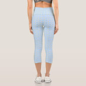 Light Blue Daisy Meadow Pattern Chic Capri Leggings (Rückseite)