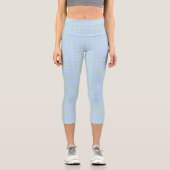 Light Blue Daisy Meadow Pattern Chic Capri Leggings (Vorderseite)