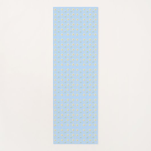 Light Blue Daisy Meadow Pattern Yogamatte (Vorderseite)