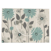 Light Blue Daisy Mid Century Modern Floral Große Geschenktüte (Rückseite)