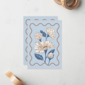 Light Blue Daisy Note Card mit Wavy Border Mitteilungskarte (Vorderseite/Rückseite Beispiel)