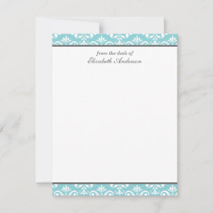 Light Blue Damask Flat Vielen Dank Anmerkungen Einladung