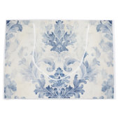Light Blue Damask Large Große Geschenktüte (Vorderseite)