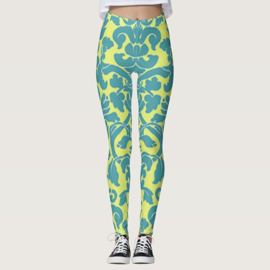 Light Blue Damask Leggings (Vorderseite)
