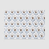 Light Blue Damask Pattern with Pine Cones Seidenpapier (Vorderseite)