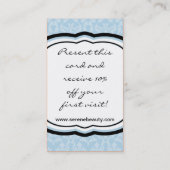Light Blue Damask Wellness-Center Hot Stones Busin Visitenkarte (Rückseite)