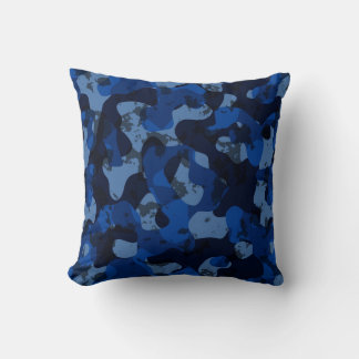 light blue, dark blue, dusty blue camo abstract kissen