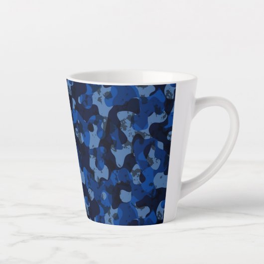 light blue, dark blue, dusty blue camo abstract milchtasse (Rechts)