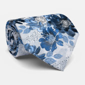 Light blue, dark blue flowers on light gray krawatte (Gerollt)