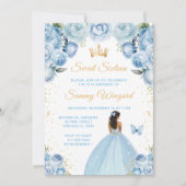 Light Blue Dark Skin Princess 16 . Geburtstag Einladung (Vorderseite)